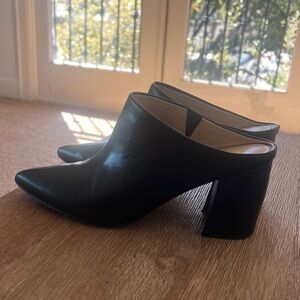 Marc Fisher Women’s Black Leather Pointed-Toe Mule Heels size 7 1/2